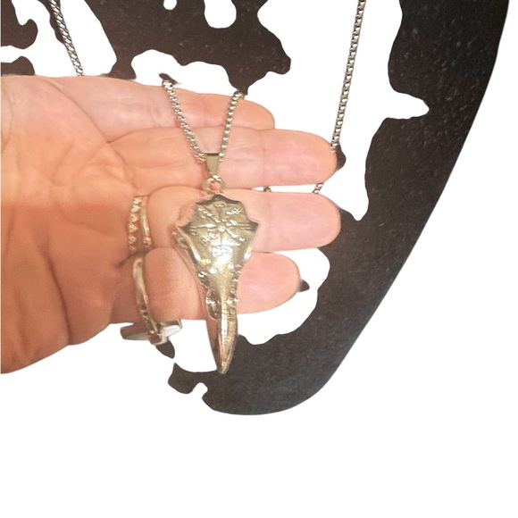 Raven Skull Pendant Necklace - Picture 2 of 4